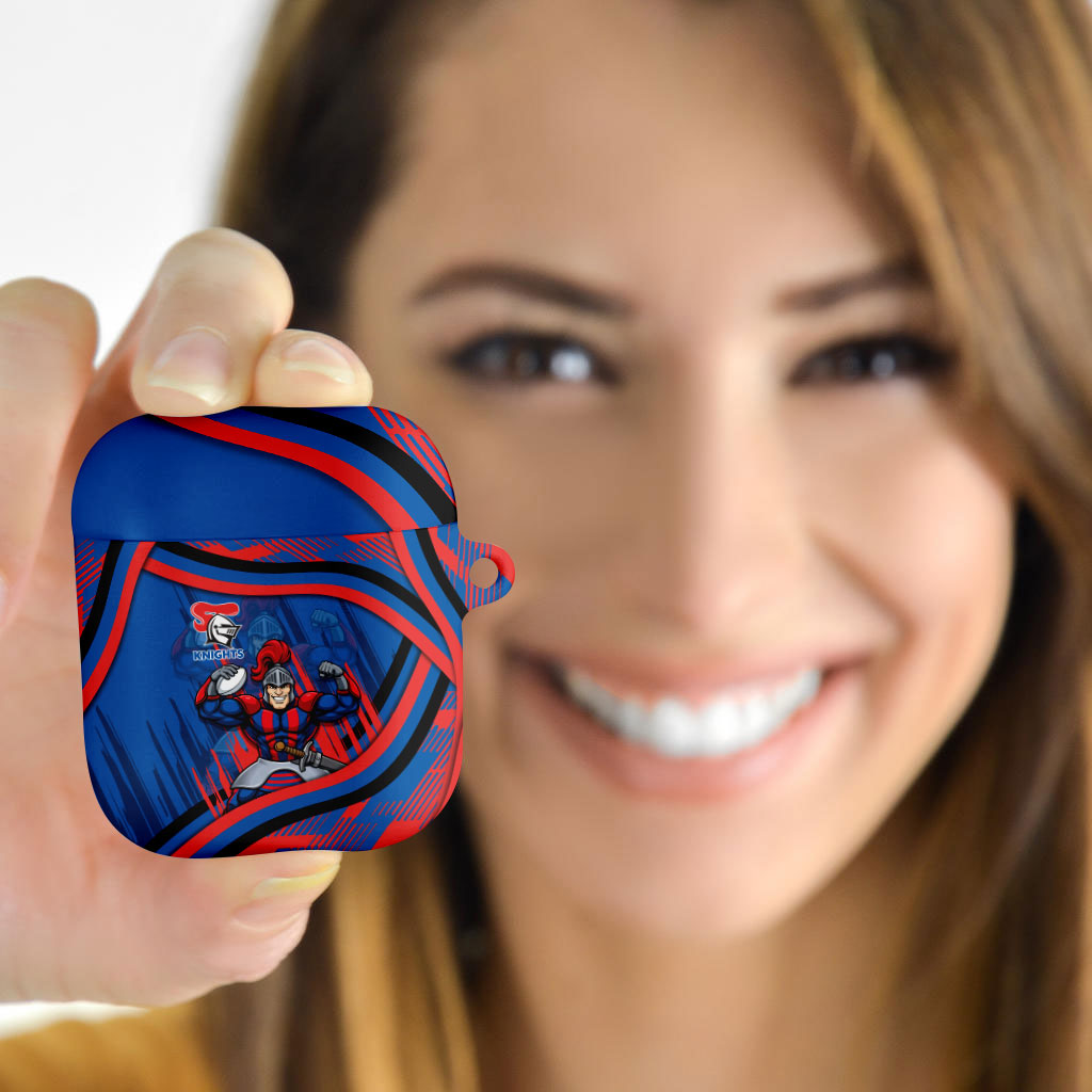 Newcastle Knights Rugby Mascot AirPods Case Fierce Athlete Graphic in Sports Style