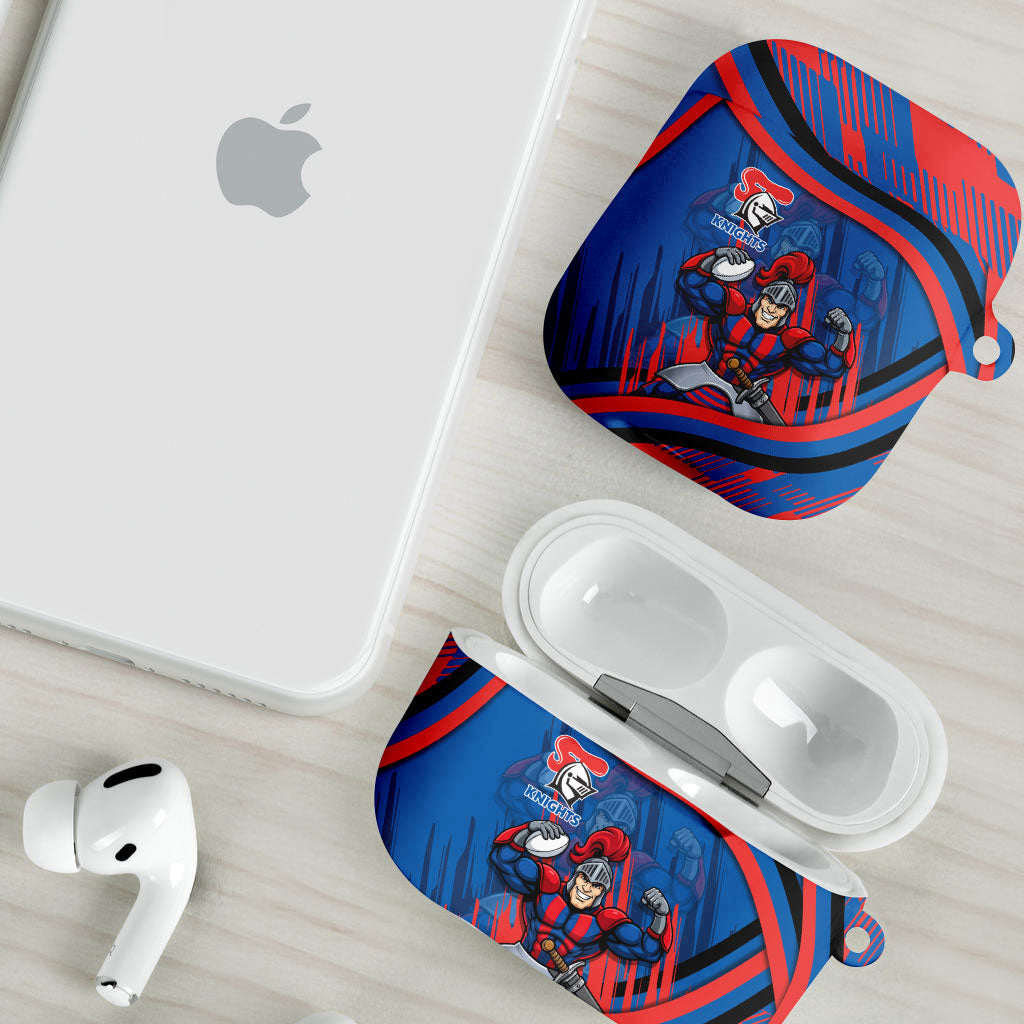 Newcastle Knights Rugby Mascot AirPods Case Fierce Athlete Graphic in Sports Style