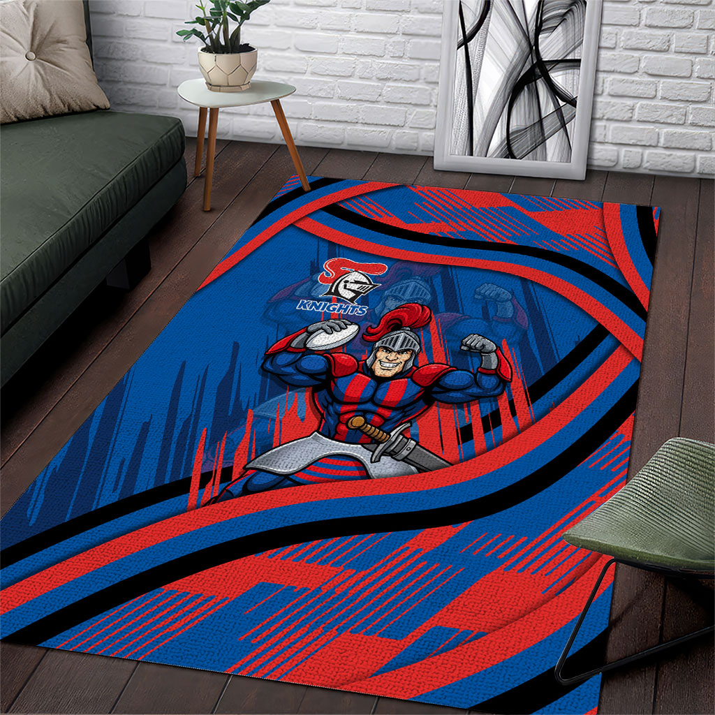 Newcastle Knights Rugby Mascot Area Rug Fierce Athlete Graphic in Sports Style