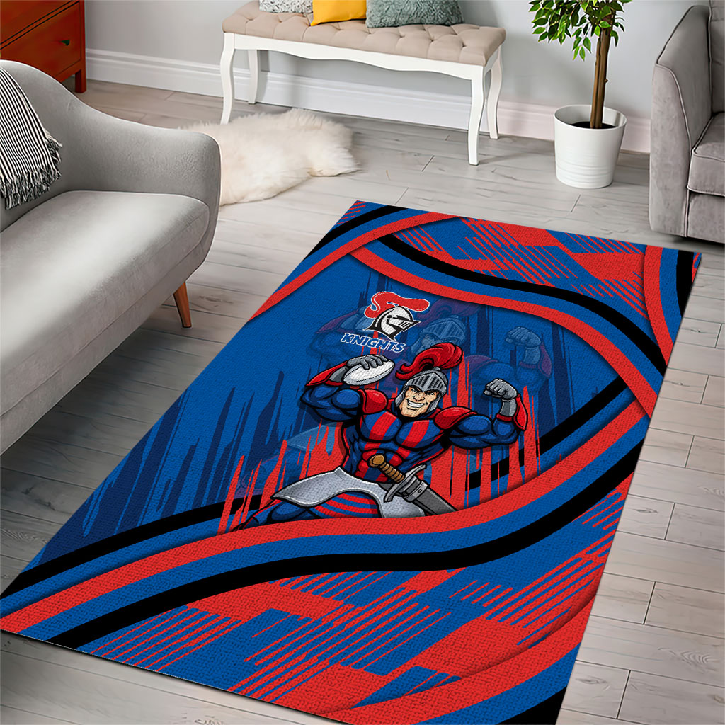 Newcastle Knights Rugby Mascot Area Rug Fierce Athlete Graphic in Sports Style
