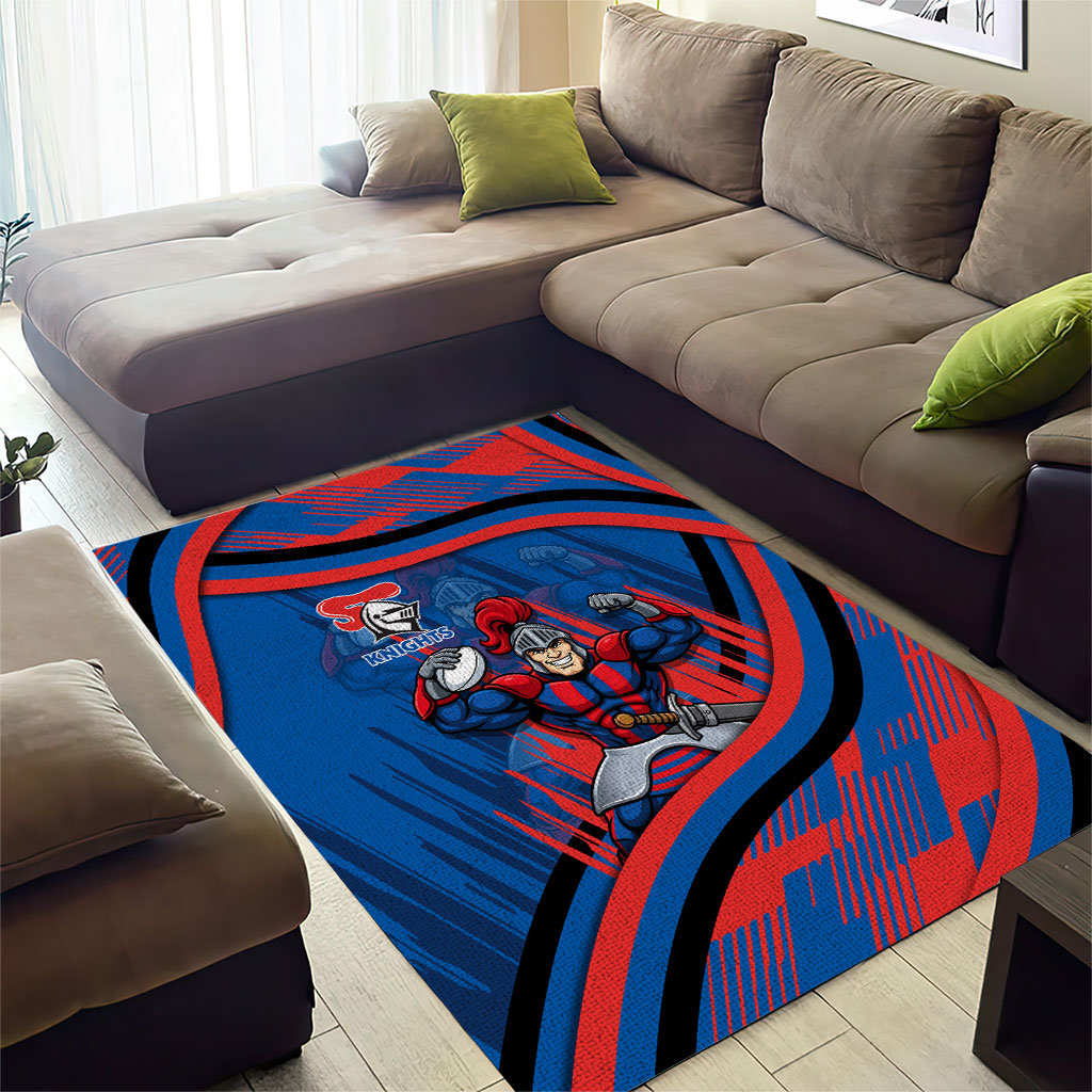 Newcastle Knights Rugby Mascot Area Rug Fierce Athlete Graphic in Sports Style