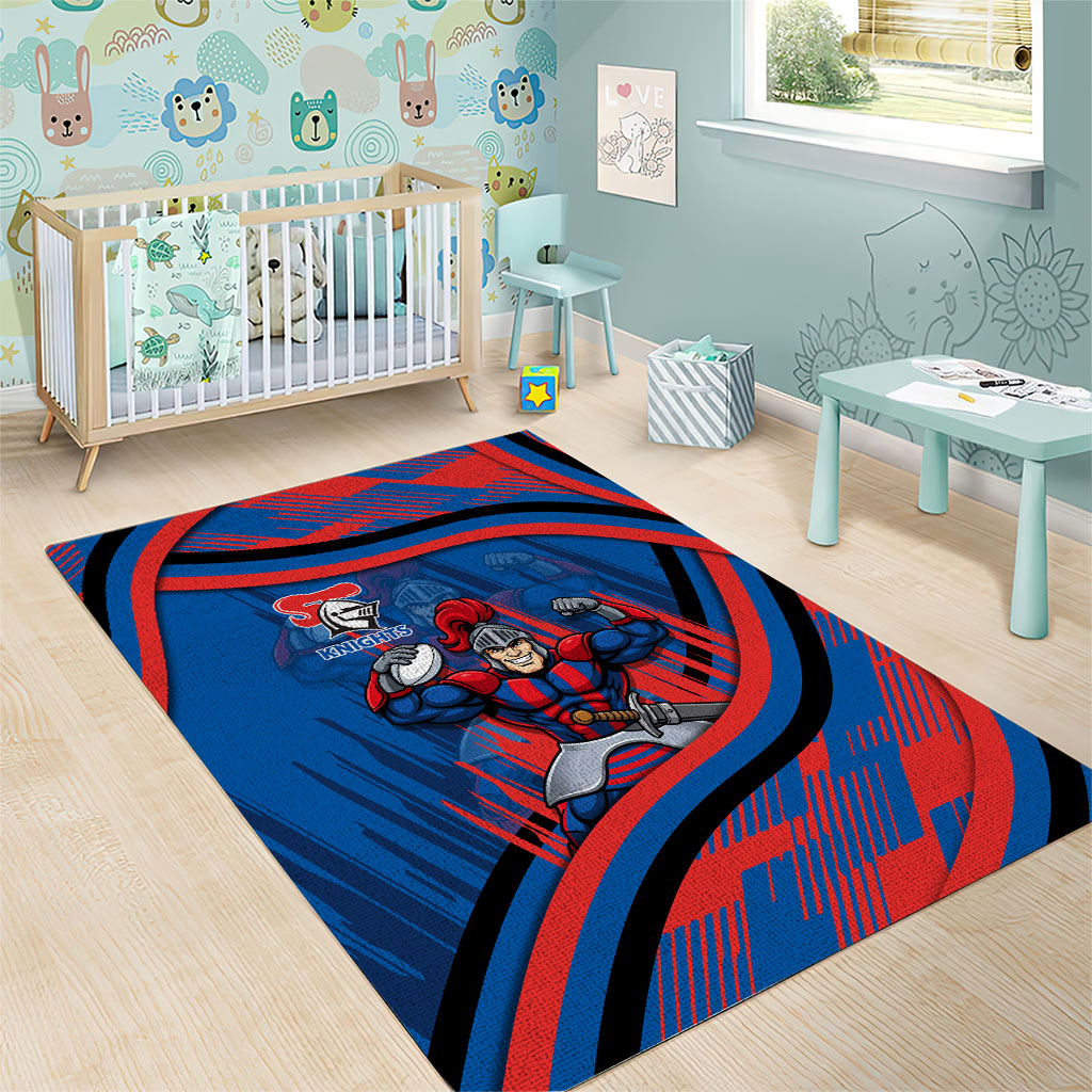 Newcastle Knights Rugby Mascot Area Rug Fierce Athlete Graphic in Sports Style