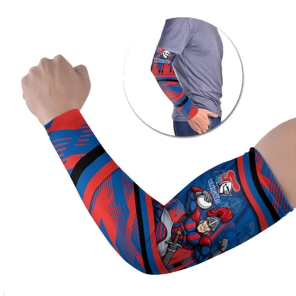 Newcastle Knights Rugby Mascot Arm Sleeves Fierce Athlete Graphic in Sports Style