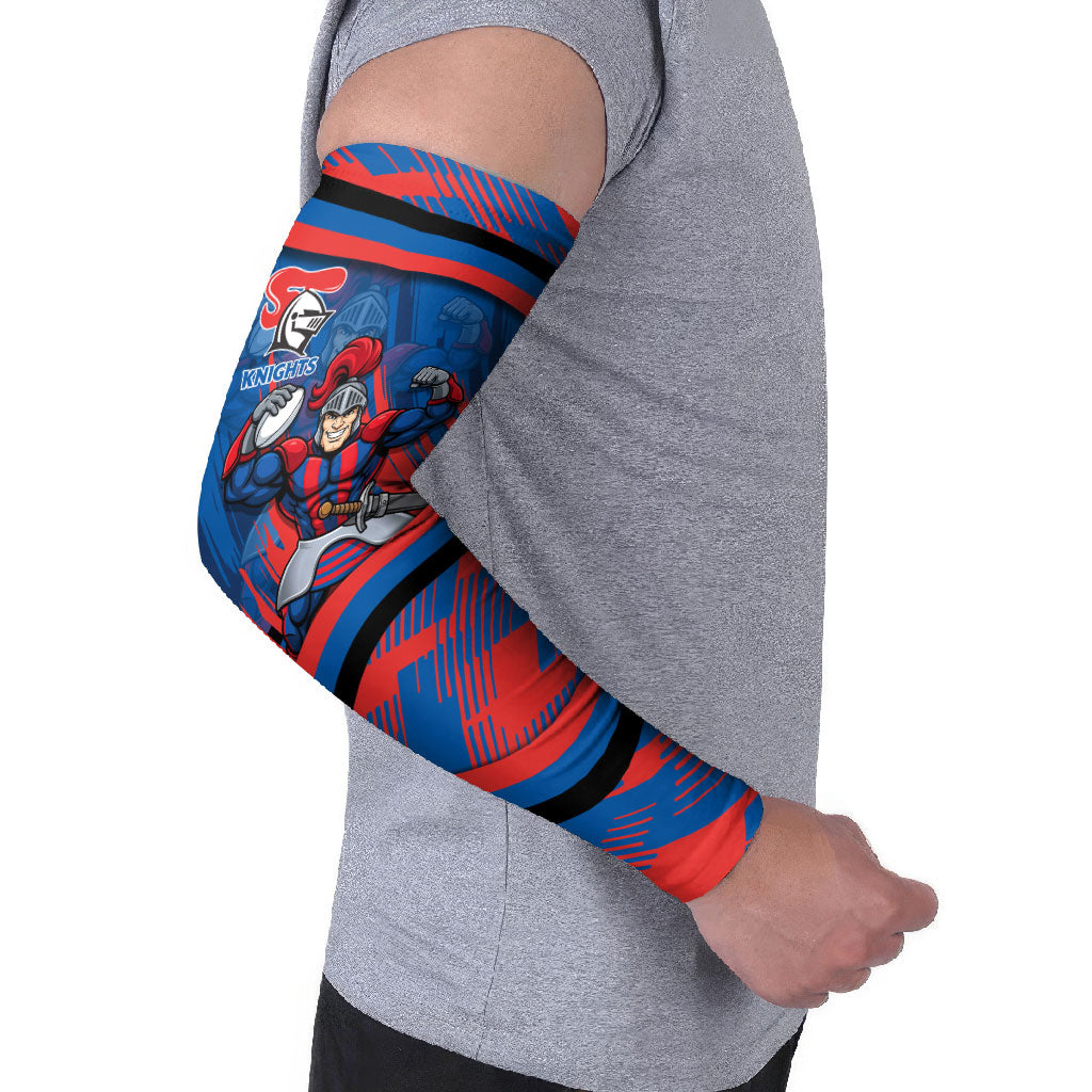 Newcastle Knights Rugby Mascot Arm Sleeves Fierce Athlete Graphic in Sports Style
