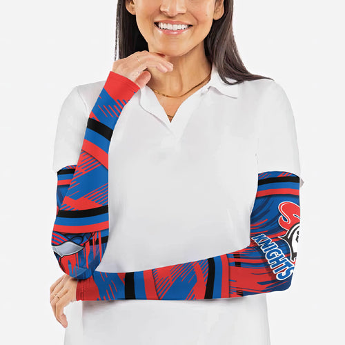 Newcastle Knights Rugby Mascot Arm Sleeves Fierce Athlete Graphic in Sports Style