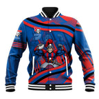 Newcastle Knights Rugby Mascot Baseball Jacket Fierce Athlete Graphic in Sports Style