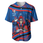 Newcastle Knights Rugby Mascot Baseball Jersey Fierce Athlete Graphic in Sports Style