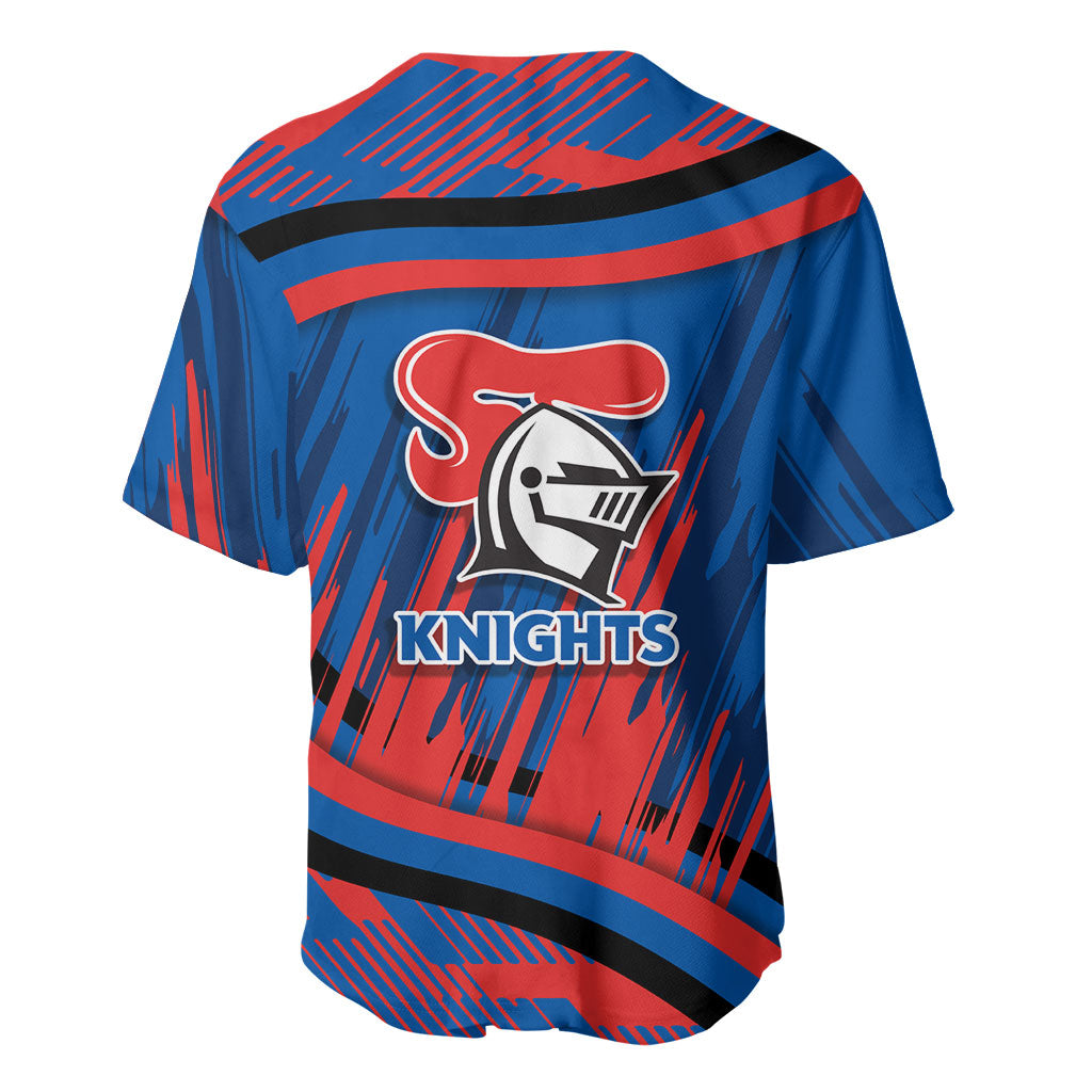 Newcastle Knights Rugby Mascot Baseball Jersey Fierce Athlete Graphic in Sports Style