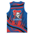 Newcastle Knights Rugby Mascot Basketball Jersey Fierce Athlete Graphic in Sports Style