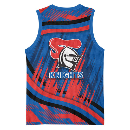 Newcastle Knights Rugby Mascot Basketball Jersey Fierce Athlete Graphic in Sports Style