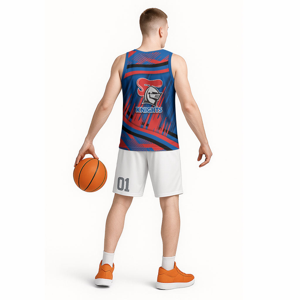 Newcastle Knights Rugby Mascot Basketball Jersey Fierce Athlete Graphic in Sports Style