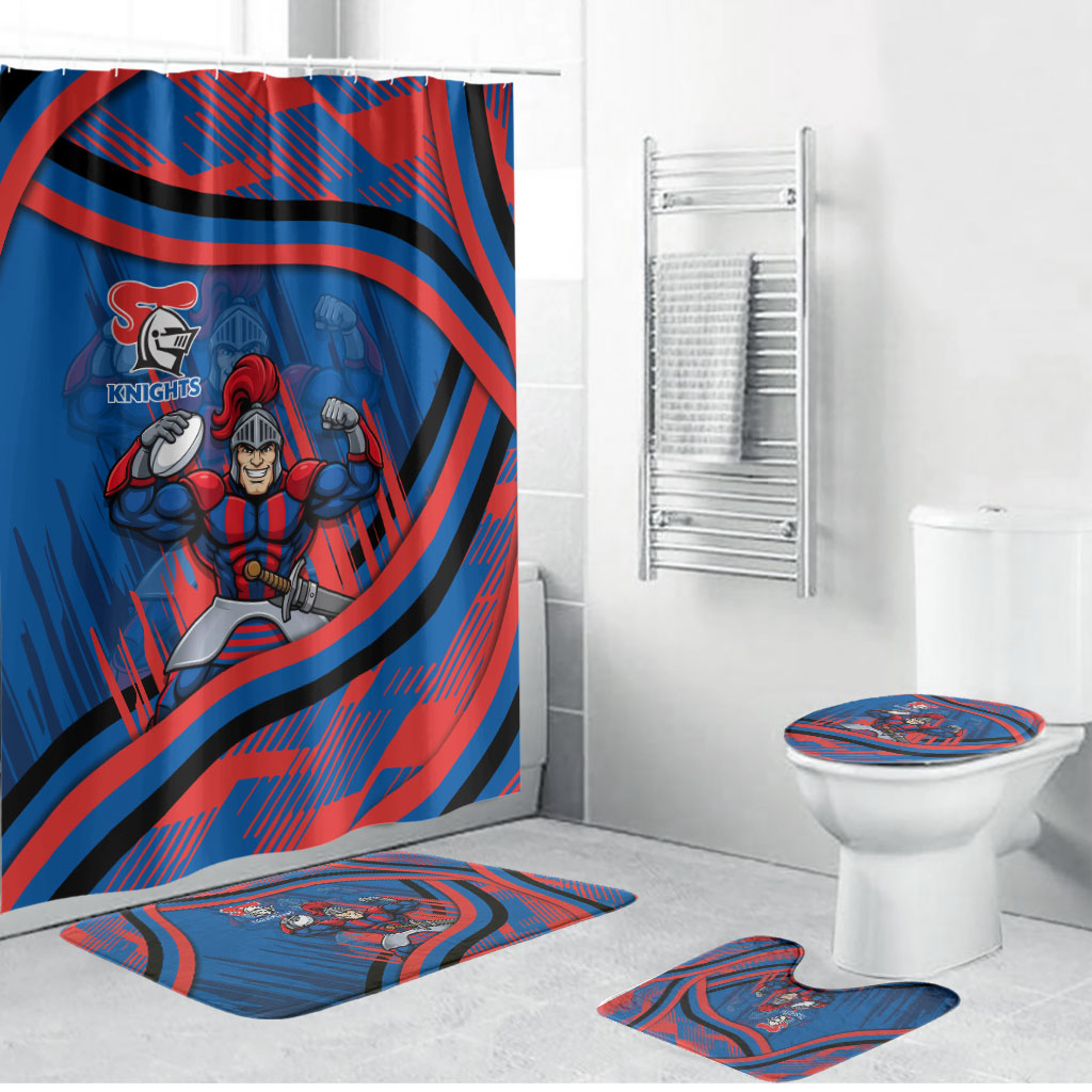 Newcastle Knights Rugby Mascot Bathroom Set Fierce Athlete Graphic in Sports Style