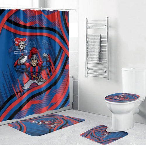 Newcastle Knights Rugby Mascot Bathroom Set Fierce Athlete Graphic in Sports Style