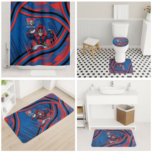 Newcastle Knights Rugby Mascot Bathroom Set Fierce Athlete Graphic in Sports Style