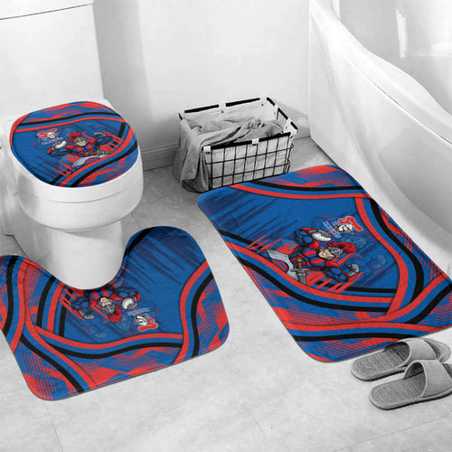 Newcastle Knights Rugby Mascot Bathroom Set Fierce Athlete Graphic in Sports Style