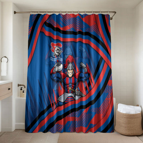 Newcastle Knights Rugby Mascot Bathroom Set Fierce Athlete Graphic in Sports Style