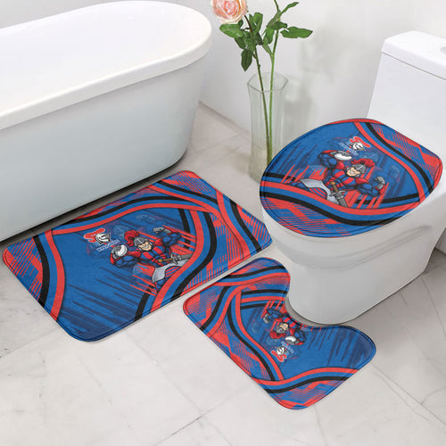 Newcastle Knights Rugby Mascot Bathroom Set Fierce Athlete Graphic in Sports Style