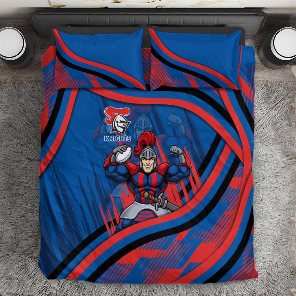 Newcastle Knights Rugby Mascot Bedding Set Fierce Athlete Graphic in Sports Style