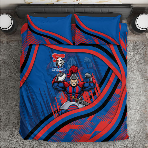 Newcastle Knights Rugby Mascot Bedding Set Fierce Athlete Graphic in Sports Style