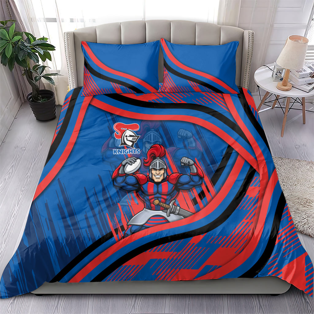 Newcastle Knights Rugby Mascot Bedding Set Fierce Athlete Graphic in Sports Style