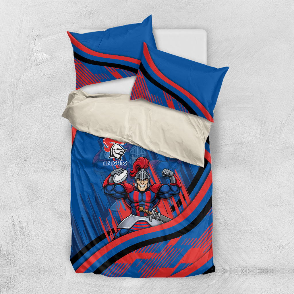Newcastle Knights Rugby Mascot Bedding Set Fierce Athlete Graphic in Sports Style