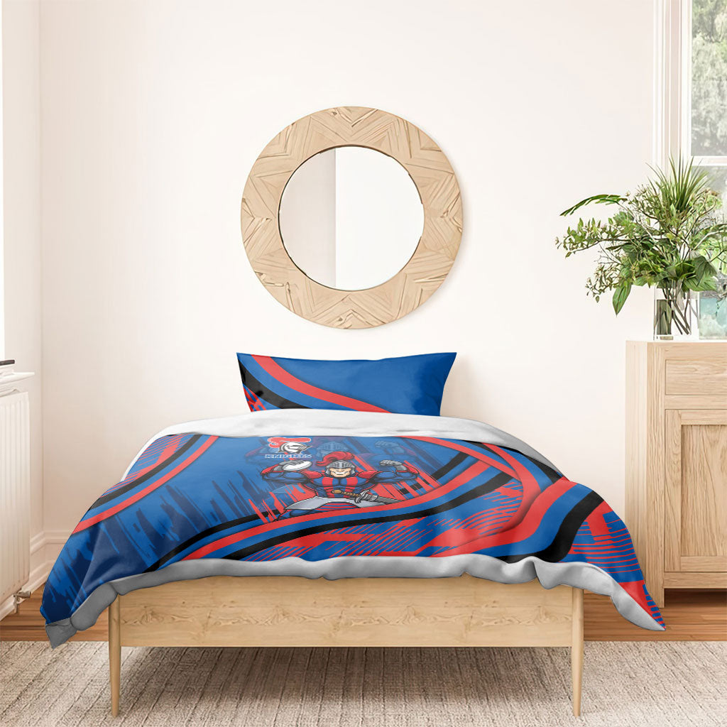 Newcastle Knights Rugby Mascot Bedding Set Fierce Athlete Graphic in Sports Style