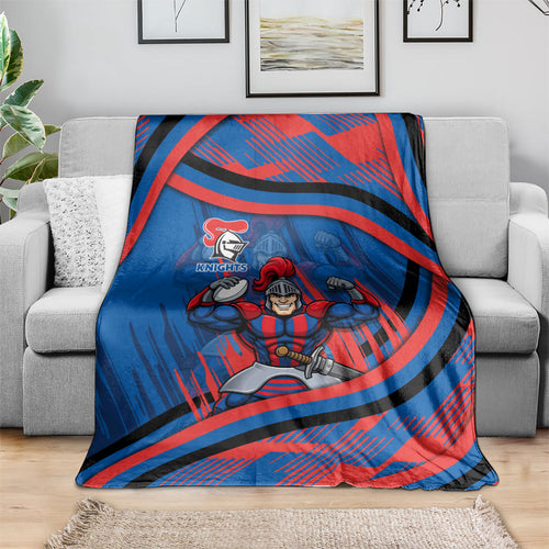 Newcastle Knights Rugby Mascot Blanket Fierce Athlete Graphic in Sports Style