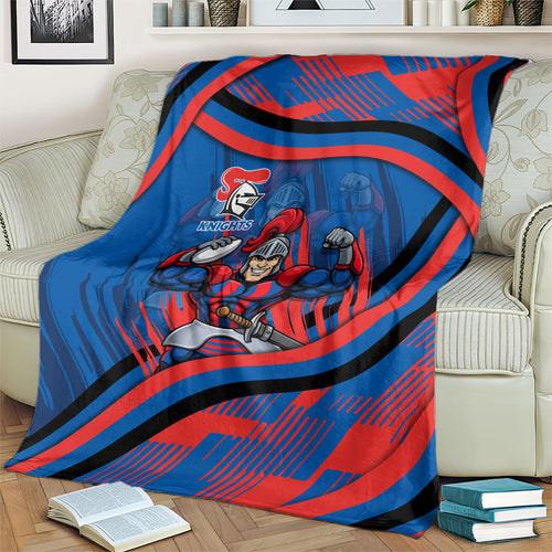 Newcastle Knights Rugby Mascot Blanket Fierce Athlete Graphic in Sports Style