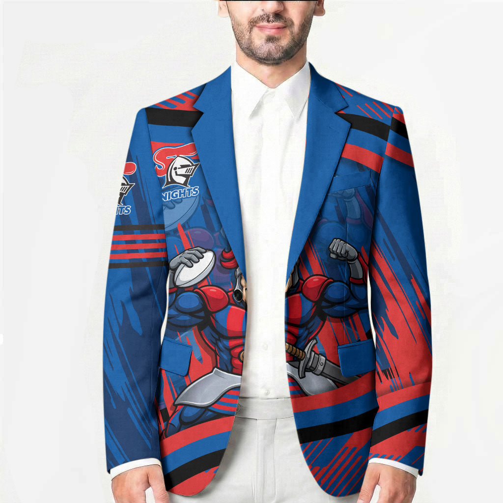 Newcastle Knights Rugby Mascot Blazer Fierce Athlete Graphic in Sports Style