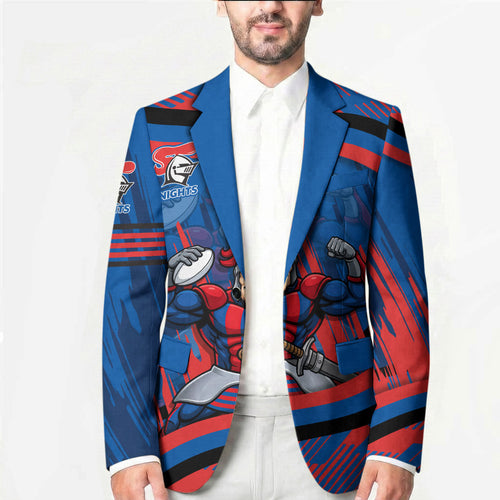 Newcastle Knights Rugby Mascot Blazer Fierce Athlete Graphic in Sports Style