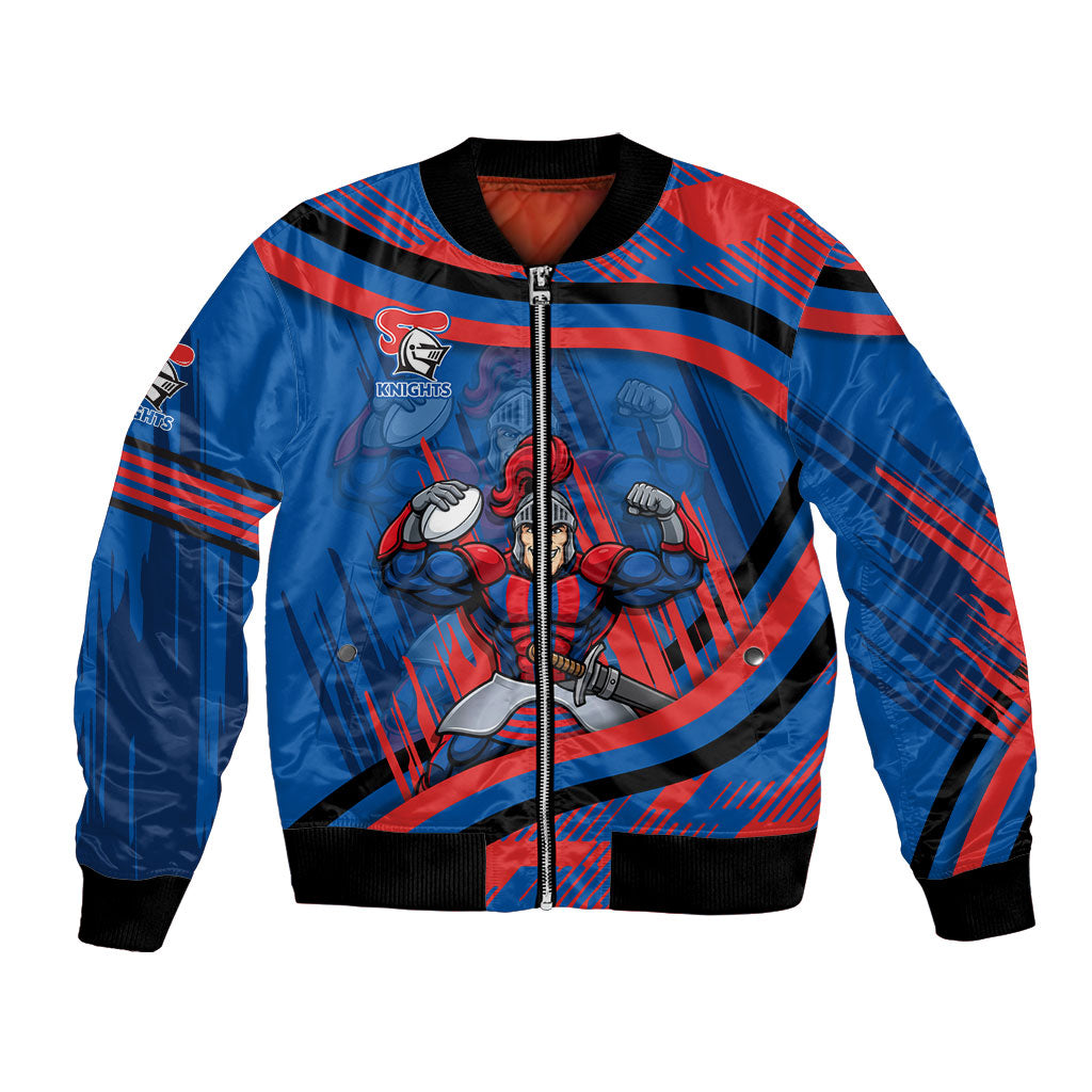 Newcastle Knights Rugby Mascot Bomber Jacket Fierce Athlete Graphic in Sports Style