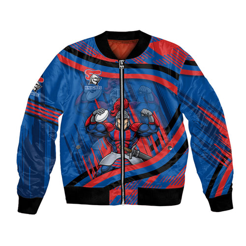 Newcastle Knights Rugby Mascot Bomber Jacket Fierce Athlete Graphic in Sports Style