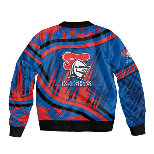 Newcastle Knights Rugby Mascot Bomber Jacket Fierce Athlete Graphic in Sports Style