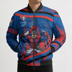 Newcastle Knights Rugby Mascot Bomber Puffer Jacket Fierce Athlete Graphic in Sports Style