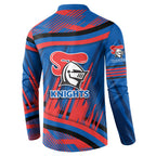 Newcastle Knights Rugby Mascot Button Sweatshirt Fierce Athlete Graphic in Sports Style