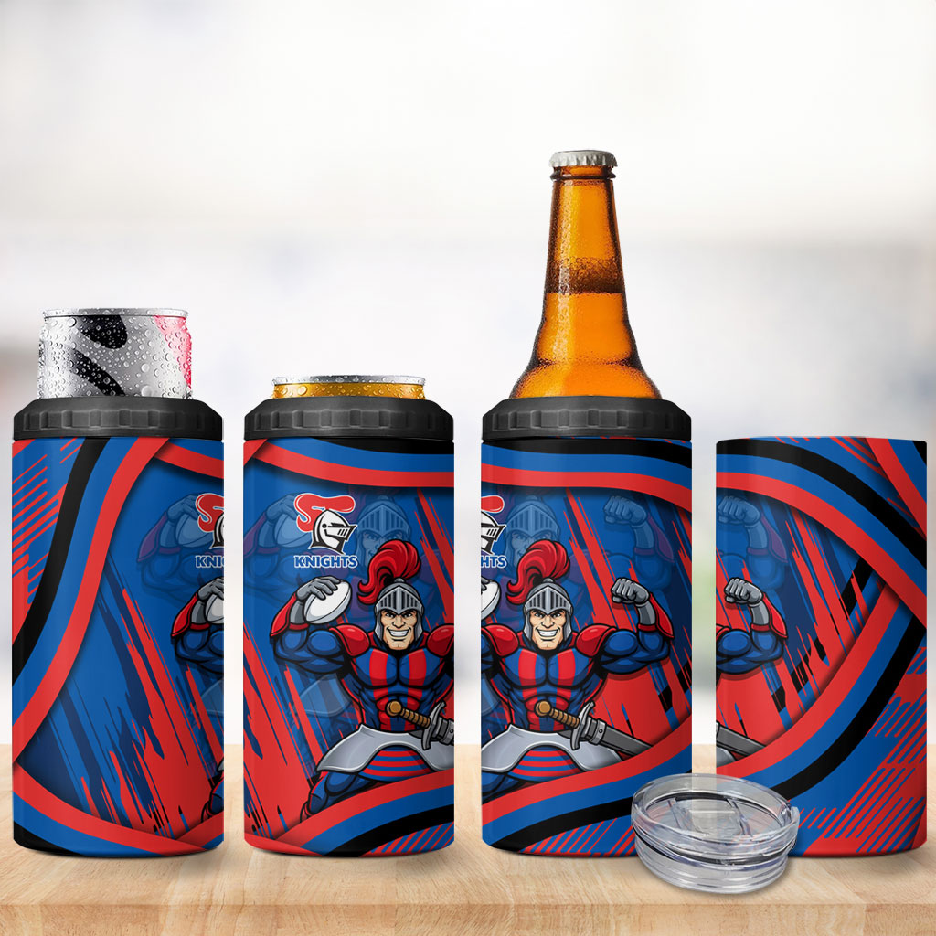 Newcastle Knights Rugby Mascot 4 in 1 Can Cooler Tumbler Fierce Athlete Graphic in Sports Style