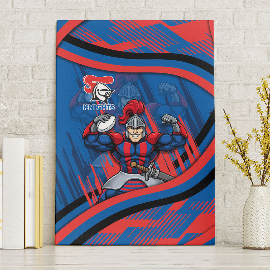Newcastle Knights Rugby Mascot Canvas Wall Art Fierce Athlete Graphic in Sports Style