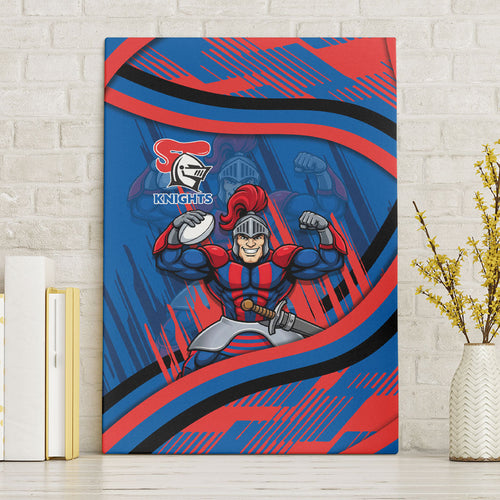 Newcastle Knights Rugby Mascot Canvas Wall Art Fierce Athlete Graphic in Sports Style