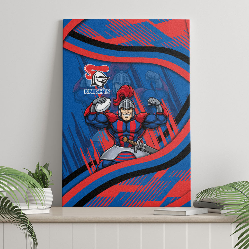 Newcastle Knights Rugby Mascot Canvas Wall Art Fierce Athlete Graphic in Sports Style