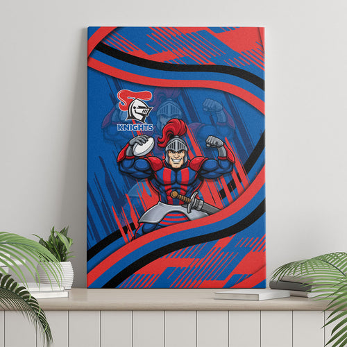 Newcastle Knights Rugby Mascot Canvas Wall Art Fierce Athlete Graphic in Sports Style