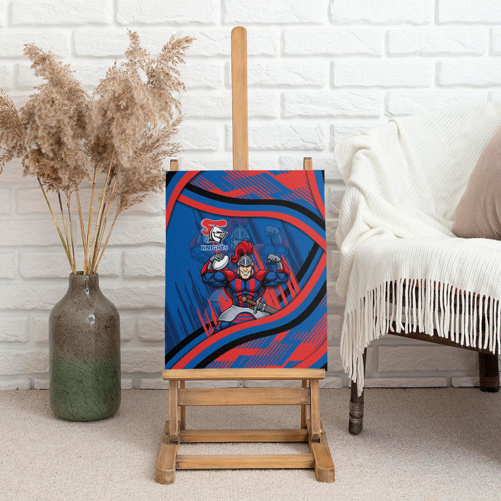 Newcastle Knights Rugby Mascot Canvas Wall Art Fierce Athlete Graphic in Sports Style