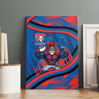 Newcastle Knights Rugby Mascot Canvas Wall Art Fierce Athlete Graphic in Sports Style