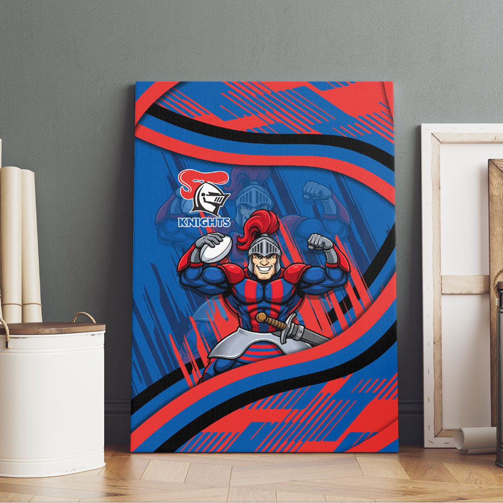 Newcastle Knights Rugby Mascot Canvas Wall Art Fierce Athlete Graphic in Sports Style