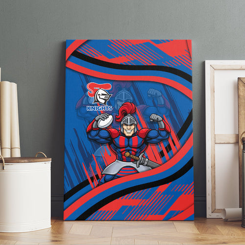 Newcastle Knights Rugby Mascot Canvas Wall Art Fierce Athlete Graphic in Sports Style