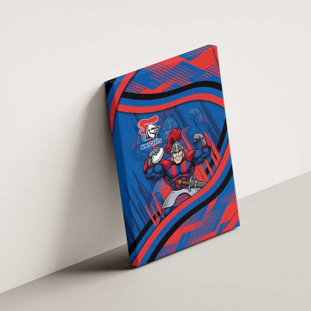 Newcastle Knights Rugby Mascot Canvas Wall Art Fierce Athlete Graphic in Sports Style