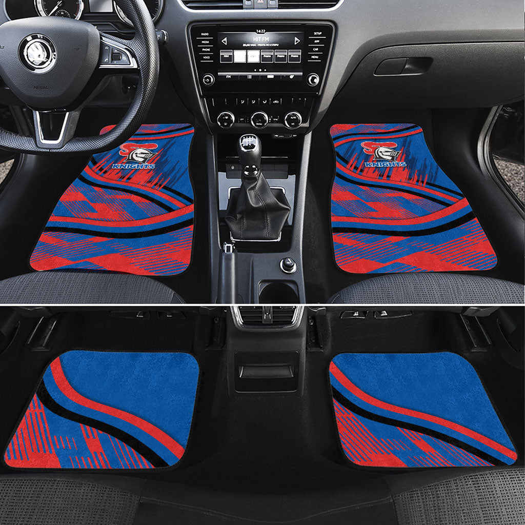 Newcastle Knights Rugby Mascot Car Mats Fierce Athlete Graphic in Sports Style