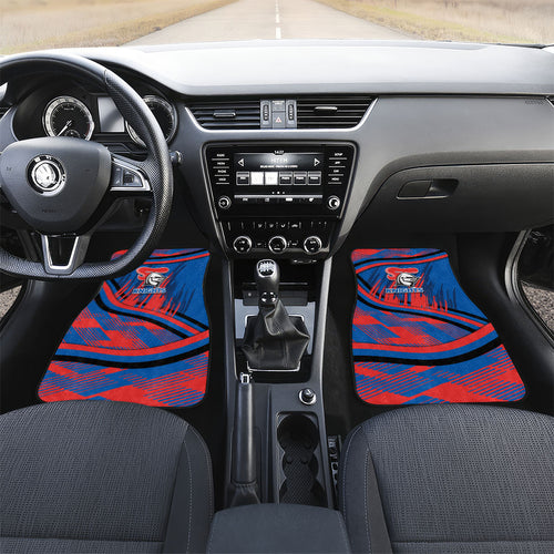 Newcastle Knights Rugby Mascot Car Mats Fierce Athlete Graphic in Sports Style