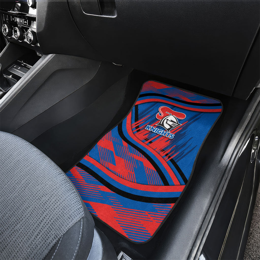 Newcastle Knights Rugby Mascot Car Mats Fierce Athlete Graphic in Sports Style