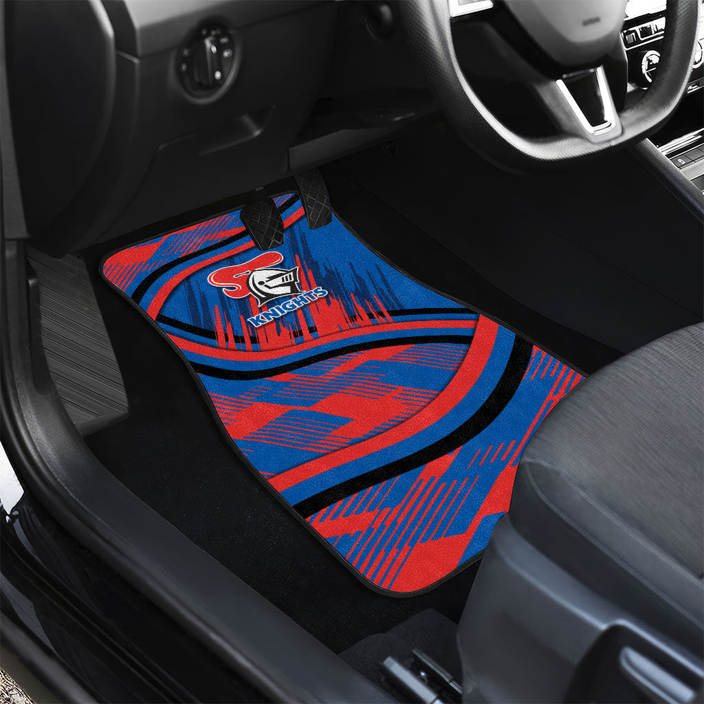 Newcastle Knights Rugby Mascot Car Mats Fierce Athlete Graphic in Sports Style