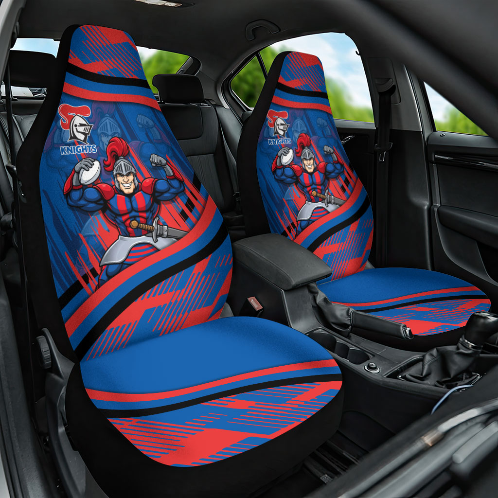 Newcastle Knights Rugby Mascot Car Seat Cover Fierce Athlete Graphic in Sports Style